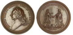 British Historical and Later Medals John Freind (1675-1728), Royal Physician, bronze Medal, by F. de Saint-Urbain, bare bust left, rev. ancient and contemporary Physicians greet, 58mm. (E.515; MI ii 4