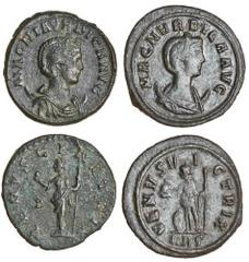 Ancient Coins Magnia Urbica, wife of Carinus, Antoninianus, Lugdunum, diademed, draped bust on crescent right, rev. VENVS GENETRIX, Venus standing left, holding apple and sceptre, D in left field (RIC