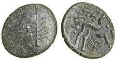 Celtic, Dobunni, Comux, (c.1-15? AD), base core of a contemporary forgery gold Stater, 3.79g, 'Tree' type, Dobunnic tree, pellet at base, rev. horse right, [co]mvx inverted and crescent above, wheel b