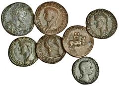 Ancient Coins-Roman Bronze Caligula (AD 37-41), AE As, Rome, 37-38, bare head left, rev. vesta sc, Vesta seated left, holding patera and sceptre (RIC 38; BMC 46), good fine, verdigris on reverse, Germ