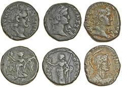 Ancient Coins-Roman Bronze Roman Alexandria, Billon Tetradrachms (3), Galba, AD 68, laureate head right, rev. helmeted bust of Roma right, holding spear and shield (BMC 197), scarce, Otho, AD 69, laur
