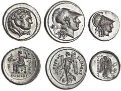 Historical Medals Carl Wilhelm Becker (1772-1830), forgeries in silver of an Alexander the Great gold stater (Hill 45), a Drachm (Hill 48) and a gold Stater of Pyrrhos (Sicily) (Hill 56), all lustrous