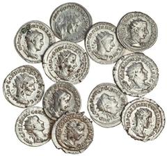 Ancient Coins Gordian III (AD 238-244), AR Antoniniani (12), all with radiate, draped and cuirassed bust right, revs. Fides Militum standing left (RIC 1; RSC 86), Fortuna seated left (RIC 144; RSC 98)