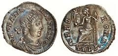 The East Harptree Hoard of 4th Century Silver Coins Gratian (AD 367-383), AR Siliqua, 1.99g, Trier, c.375-378, pearl-diademed, draped and cuirassed bust right, d n gratia-nvs p f avg, rev. vrbs roma, 