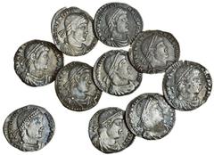 The East Harptree Hoard of 4th Century Silver Coins Valentinian I (AD 364-375), AR Siliqua (10), Lugdunum, 364-367, pearl-diademed, draped and cuirassed bust right, d n valentini-anvs p f avg, rev. re