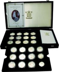 Various Country, Royal Mint, proof Commemorative set, 1997, Golden Wedding Anniversary of Queen and Prince Philip, Crown-size coins from Commonwealth countries (24), Alderney, Ascension Island, Barbad