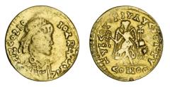 Roman and Byzantine Coins Pseudo-Imperial Rome (c. 410-50), AV Tremissis, imitating the coinage of Theodosius or Honorius at Constantinople, sub-Roman Gaul (?), 1.34g, 12.8mm., d n hcozio-io^rntavig, 