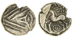 Celtic Coins Celtic Gaul, Remi, Vocarant (c. 60-30 BC), AV Stater, 6.00g, eye right, rev. horse left, pelleted annulet below, voc[ar(ant)] above (DLT 8823; DT 591), large striking split at 12 o'clock 