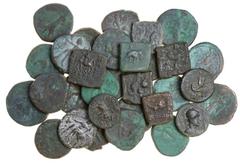 Indian Coins Kushan, Indo-Scythian & Indo-Greek, Copper Coins (30), Kushan (25), various types, mostly larger sized, Indo-Scythian (4), square types of Azes (where visible), Indo-Greek, Antialcides, s