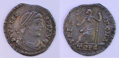 Ancient Coins-Roman Silver Valens (364-378 AD), AR Siliqua, 1.94g, dn valens pf avg, pearl diadem, draped and cuirassed bust right, rev. vrbs roma, Roma seated left on throne, holding Victory and scep