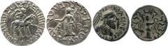Indo-Scythian, Azilises (c.60-45/35 BC), AR Tetradrachm, 9.56g, king on horseback riding right, wearing cataphractus and carrying a whip and lowered spear, rev. City goddess standing left holding braz