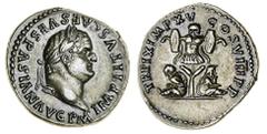 ROMAN COINS Titus (78-81 AD), AR Denarius, 3.18g, imp titvs caes vespasian avg p m, laureate head right, rev. two captives seated back to back on ground, trophy between them (RSC 306a; RIC 21a variety