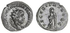 ROMAN COINS Hostilian (251 AD), as Augustus, AR Antoninianus, 3.43g, imp cae c val hos mes qvintvs avg, radiate and draped bust right, rev. secvritas avgg, Securitas standing half-left, legs crossed a