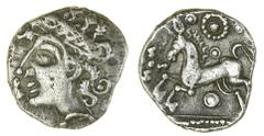 CELTIC COINS: THE PROPERTY OF A GENTLEMAN Iceni, uninscribed coinage (c. 50-15 BC), silver Unit, 1.42g, diademed head left, rev. horse left, pellet and annulet ornaments around (Cottam -; VA 80; S.432