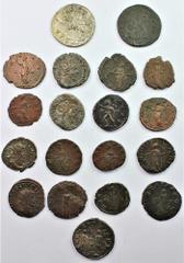 Ancient Coins-Roman Bronze Gallic Empire, AE Antoninianii [12]; firstly, Victorinus (AD 269-271) [8], including such types as COMES AVG; PAX AVG; SALVS AVG; and PIETAS AVG (Cohen 36, 49.3; 79, 83, 90,