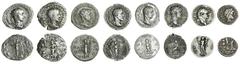 Ancient Coins-Roman Silver Roman Empire, AR Denarii [4], Vespasian, 3.44g, COS VIII, Mars standing left (Cohen 325); Hadrian, 3.01g, COS III, female seated left (Cohen 394 var.); Severus Alexander, 2.