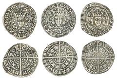 Hammered - English Silver Edward IV first reign (1461-70), Halfgroats (6), Light Coinages, Canterbury, Archbishop Bourchier, 1.32g, 10h, m.m. pall (on obv. only), crowned bust facing, in double-tressu