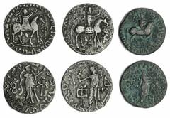 Ancients - Greek Silver Indo-Scythian kings of Bactria, Azes (c.58-12 BC), Tetradrachm, horseman riding right, rev. Zeus Nikephoros standing left; Posthumous, Apracharajas (c. AD 1 - 30s), Tetradrachm