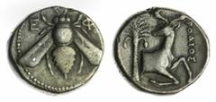 Ancients - Greek Silver Ionia, Ephesos (c. 390-330 BC), AR Tetradrachm, 15.09g, Rodios, magistrate, bee, rev. forepart of stag right, palm tree behind (Ashton et al, Coin Hoards IX, class E, obv. 69, 