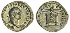 Ancients - Roman Silver (x) Titus (79-81), AR Denarius, 3.42g, 6h, Rome, IMP TITVS CAESAR VESPASIAN AVG P M, laureate head right, rev. TR P IX IMP XV COS VIII P P, winged thunderbolt on draped table (