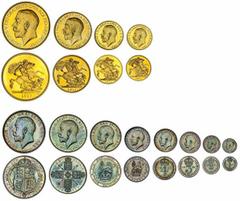 Gold Coins post-1800 - English (g) George V (1910-1936), Coronation Specimen Set (12), Proof Five-Pounds to Half Sovereign, Halfcrown to Sixpence and Maundy Set (Stratos 284; Spink PS11), an exemplary