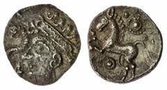 CELTIC COINS Iceni, Uninscribed Coinage (50-40 BC), AR Unit, 'Bury Diadem', diademed head left, serpent before, rev. Horse leaping left, pelleted ring above, pellet in annulet below, 1.40g, 12h (VA 80