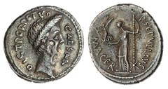 ANCIENT COINS Roman Imperatorial, P. Sepullius Macer, with Julius Caesar (44 BC), Late Lifetime Issue, AR Denarius, February - March 44 BC, Rome, CAESAR DICT PERPETVO, wreathed head of Caesar right, r