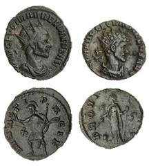 The Hanlon Collection of Ancient Greek, Roman and Byzantine Coins The Hanlon Collection | Roman Empire, Quintillus, 270AD, AE Antoninianus (2), Radiate and draped bust r. rev ( i ) Providentia standin