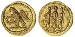 Ancient Greece and the Hellenistic Empires Thracian Kingdom Koson, AU Stater, 50-1 BC, Roman consul left, accompanied by two lictors; BR monogram at left, KOSON below, rev eagle flying left, wreath an