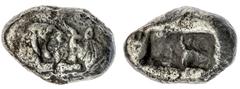 Ancient Greece and the Hellenistic Empires Lydia Kroisos, 561-546 BC, AR Stater, Confronted foreparts of lion to right and bull to left, rev Two incuse squares, 4.93g, (GRPC Lydia S1 ; Berk 20 ; Trait