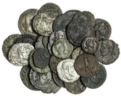 The Roman Empire Mixed Late Roman AE and AR coins (31), mostly AE 2/3, Consisting of the following emperors; Delmatius (1) ; Constantine I (6) ; Valentianus (1) ; Crispus (2) ; Commemorative (3) ; Gra