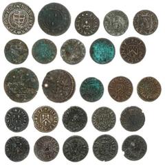 English Trading and Farm Tokens Dorset, Dorchester Halfpennies and Farthings (25), Halfpennies (2), Halfpenny, Tho[mas] Gould, 1667, hat, rev. monogram, 3h, 1.69g (same dies Norweb 903; BW 69); Lawren