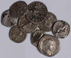 Ancient Coins Julia Maesa, grandmother of Elagabalus, denarius, Rome, AD 218-222, IVLIA MAESA AVG, draped bust r., rev. SAECVLI FELICITAS, Felicitas standing l., holding caduceus and sacrificing over 