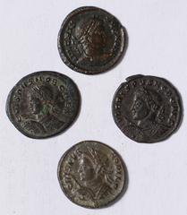 Ancient Coins Crispus, as Caesar, nummi (4): Aquileia, AD 320, CRISPVS NOB CAES, laureate and cuirassed bust l., holding spear and shield, rev. VIRTVS EXERCIT, two captives seated below banner inscrib