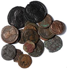 Ancient Coins Coins of the Late Roman Empire (19), including Jovian, BI 28mm, Thessalonica, AD 363-364, D N IOVIANVS P F P P AVG, rosette-diademed, draped and cuirassed bust r., rev. VICTORIA ROMANORV