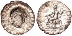 Ancient Coins Vitellius, denarius, Rome, AD 69, A VITELLIVS GERM IMP AVG TR P, laureate head r., rev. CONCORDIA P R, Concordia seated l., holding patera and cornucopiae, wt. 1.69gms. (RIC I 90; BMCRE 
