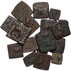 Ancient Coins Indo‑Greek, Indo‑Skythian and Greco‑Baktrian, various Æ coins (19), including Indo‑Greek Kingdom, Menander I Soter, units, c. 155‑130 BC, BAΣIΛEΩΣ ΣΩTHPOΣ MENANΔPOY, head of elephant r.,