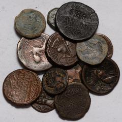 Ancient Coins Celtiberian (13), 2nd century BC-1st century AD, Collection of Aes struck on the Iberian Peninsula, generally fair to fine, some better (13)