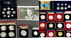 Miscellaneous Miscellaneous British and World coinage (26): Elizabeth II, silver proof pound, 1997, young crowned head r., rev. three lions (S.J12); gold plated silver proof crown, 2006, 80th Birthday