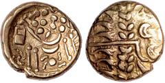 BRITISH GOLD Celtic Britain, early uninscribed issue, gold stater, c.50 BC, British B, Chute type, devolved head of Apollo, rev. disjointed horse l., vertical legs, crab below, pellets above, wt. 6.15