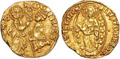 WORLD GOLD Italy, Dorino Gattilusio (1428-1455), Lord of Chios, Lesbos, and Phocaea, gold ducat [zecchino], Phocea mint, in the style of the Venetian ducat, Doge kneels before St. Mark, D FOLIE - DORI
