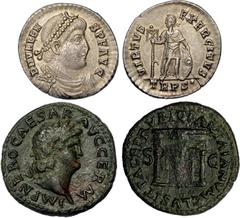 ANCIENT COINS Roman Empire, Valens (375-378 AD), light miliarense, DN VALENS PF AVG, pearl diad., dr., cuir. bust r., rev. VIRTVS EXERCITVS, emperor stg., looking l., holding labarum, resting l. hand 