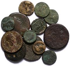 ANCIENT COINS Augustus, Æ 18mm, Philippi, Macedon, 27 BC – AD 14, AVG, bare head r., rev. two pontiffs ploughing pomerium with team of oxen r. (6), wts. 4.66gms., 5.14gms., 4.02gms., 4.59gms., 3.84gms