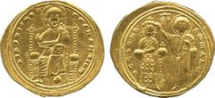 Ancient. Coins Byzantine Coins. Romanus III, Argyrus (AD 1028-1034), histamenon nomisma, Christ enthroned facing, wearing nimbus cr., pallium and colobium and raising r. hand in benediction, in l. han