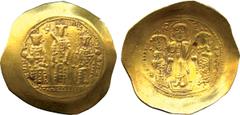 Ancient. Coins Byzantine Coins. Romanus IV (AD 1068-1071), histamenon nomisma, Christ stg. facing on footstool, wearing nimbus cr., pallium and colobium and crowning Romanus and Eudocia, rev. KWN RAC,