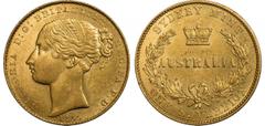G Australia, Victoria, sovereign, 1855, Sydney mint, young head l., with fillet in hair, rev. AUSTRALIA within wreath, crown above (KM.2; Fr.9; McD.102), excellent strike and rims, a number of small a