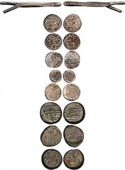A Collection of Maldives Coinage - all coins were minted at Mahle Muhammad Imad al-Din I (1030-1058h), silver larin, ry 17, wt. 5.47gms. (KM.1), good very fine and exceedingly rare Ibrahim Iskandar I 