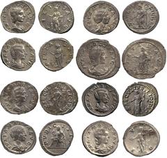 Ancient Coins, Roman Imperial. Julia Maesa (sister of Julia Domna), denarii (7), IVLIA MAESA AVG, dr. bust r. rev. SAECVLI FELICITAS, Felicitas stg. front, hd.l., sacrificing out of patera over lighte