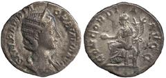 Ancient Coins, Roman Imperial. Orbiana (wife of Severus Alexander), denarius, SALL BARBIA ORBIANA AVG, her diad. dr. bust r. rev. CONCORDIA AVGG, Concordia seated l. on throne, holding patera and doub