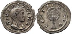 Ancient Coins, Roman Imperial. Paulina (wife of Maximinus), denarius, DIVA PAVLINA, her veiled and dr. bust r. rev. CONSECRATIO, peacock facing, with tail in splendour, head l. (RIC.1), good very fine